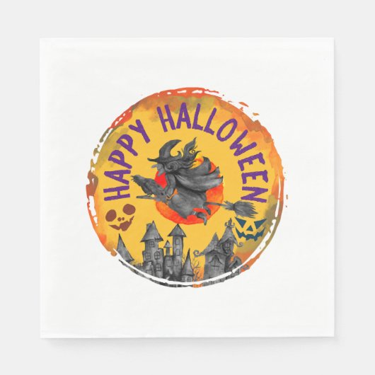 Halloween Design Happy Halloween Witch Servet (Voorkant)