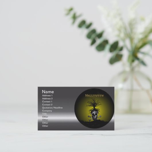 Halloween Design met Skull en Spooky Tree Visitekaartje (Staand voorkant)