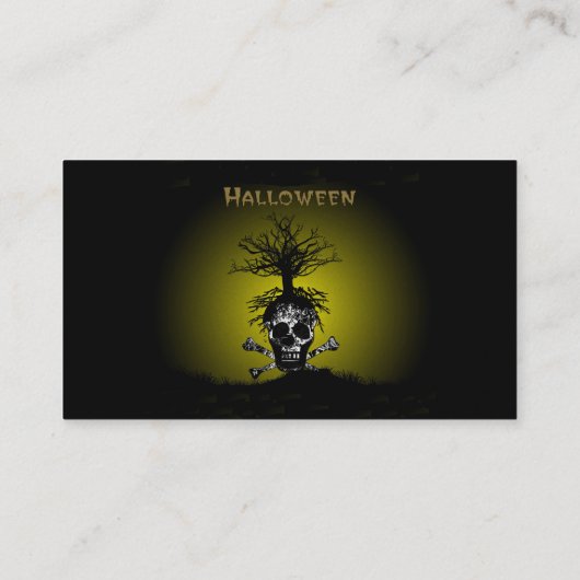 Halloween Design met Skull en Spooky Tree Visitekaartje (Achterkant)