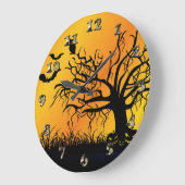 Halloween Design met vleermuizen, bomen en pompoen Grote Klok (Hoek)