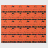 Halloween design op sinaasappel cadeaupapier (Vlak)