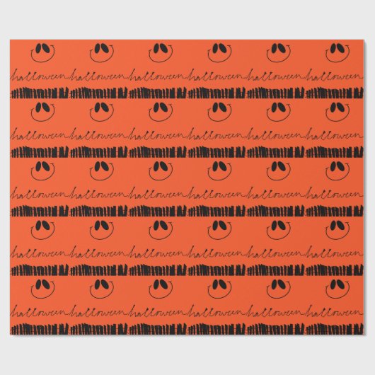 Halloween design op sinaasappel cadeaupapier (Vlak)