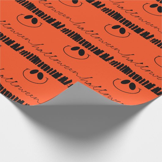 Halloween design op sinaasappel cadeaupapier (Hoek)