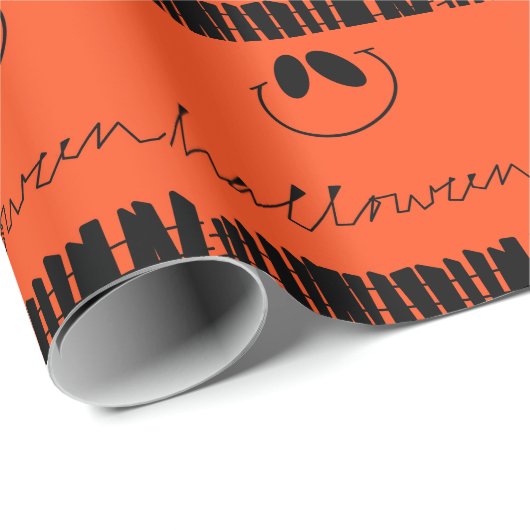 Halloween design op sinaasappel cadeaupapier (Rol Hoek)