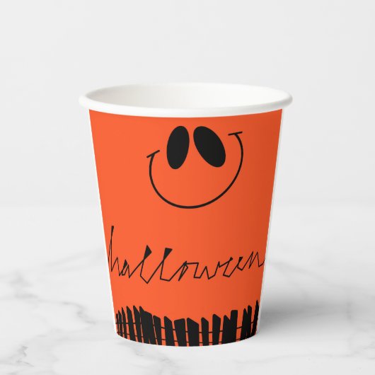 Halloween design op sinaasappel papieren bekers (Voorkant)