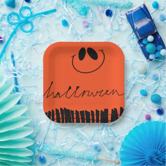 Halloween design op sinaasappel papieren bordje (Feest)