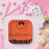 Halloween design op sinaasappel papieren bordje (Feest)