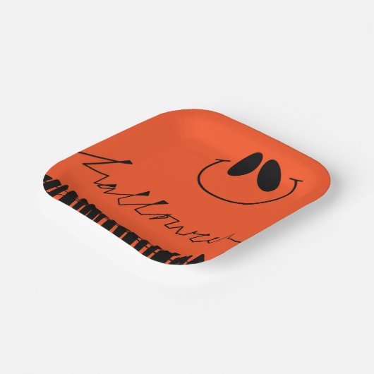 Halloween design op sinaasappel papieren bordje (Gebogen)