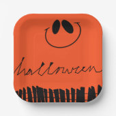 Halloween design op sinaasappel papieren bordje (Voorkant)