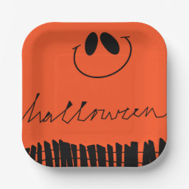 Halloween design op sinaasappel papieren bordje