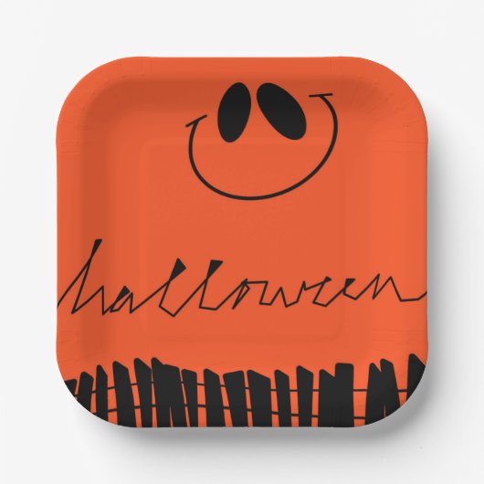 Halloween design op sinaasappel papieren bordje (Voorkant)