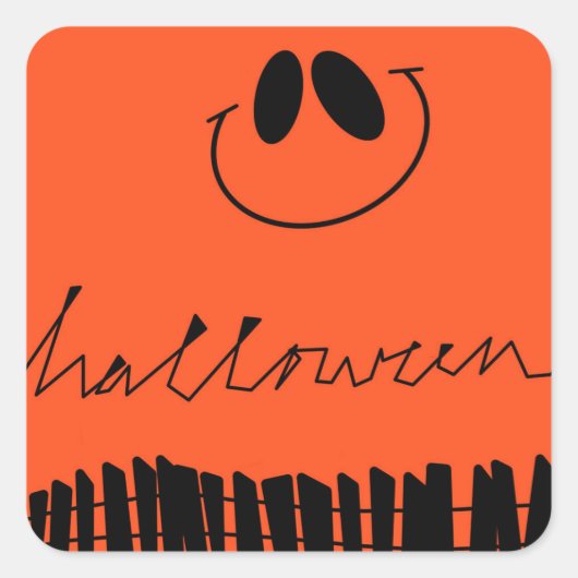 Halloween design op sinaasappel vierkante sticker (Voorkant)