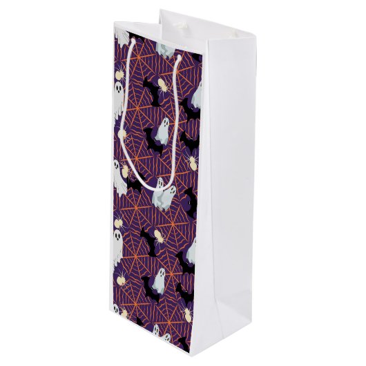 Halloween Design Wijn Cadeautas (Voorkant Gekanteld)