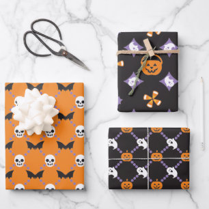 Halloween Designer Fun, Skulls & Pumpkins Inpakpapier Vel