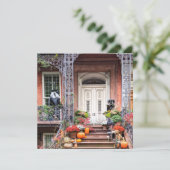 Halloween-deur in NYC Feestdagenkaart (Staand voorkant)