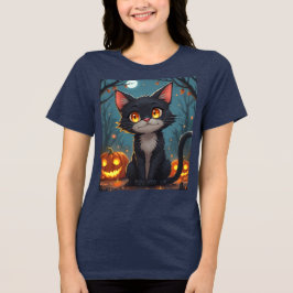 Halloween Devil Cat: ondeugend en spookachtig T-sh Tri-Blend Shirt