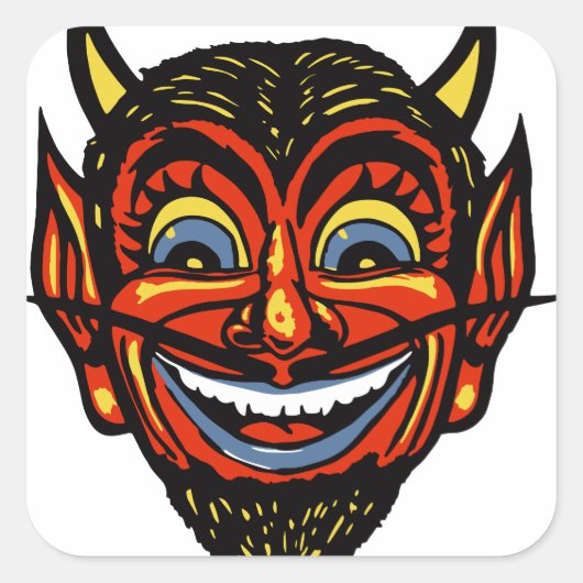  Halloween Devil Head Vierkante Sticker (Voorkant)