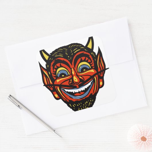  Halloween Devil Head Vierkante Sticker (Envelop)