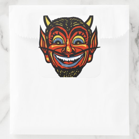 Halloween Devil Head Vierkante Sticker (Tas)