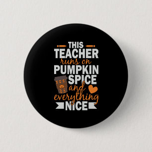 Halloween deze leraar loopt op pompoenkruid ronde button 5,7 cm