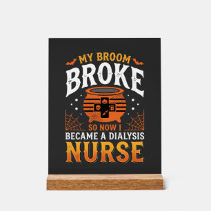 Halloween Dialyse Verpleegster Bezem Gebroken Ontw Acryl Bord