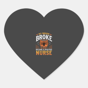 Halloween Dialyse Verpleegster Bezem Gebroken Ontw Hart Sticker
