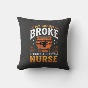 Halloween Dialyse Verpleegster Bezem Gebroken Ontw Kussen