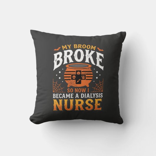 Halloween Dialyse Verpleegster Bezem Gebroken Ontw Kussen (Voorkant)