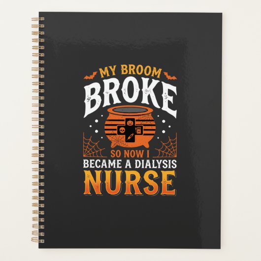 Halloween Dialyse Verpleegster Bezem Gebroken Ontw Planner (Voorkant)
