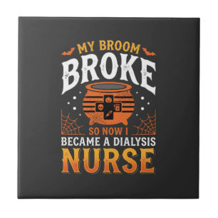 Halloween Dialyse Verpleegster Bezem Gebroken Ontw Tegeltje