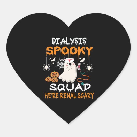 Halloween Dialysis Tech Ghost Nurse Halloween Kidn Hart Sticker (Voorkant)