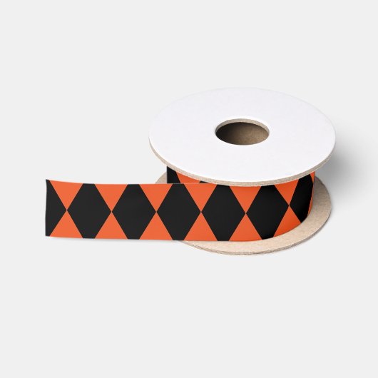 Halloween Diamond Pattern Oranje en Black Satijnen Lint (Spoel)