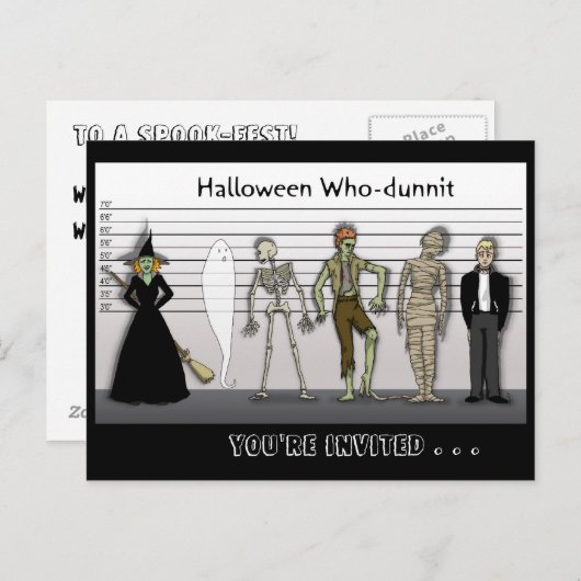 Halloween die-Dunnit uitnodigen Uitnodiging Briefkaart (Voorkant / Achterkant)