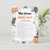 Halloween die kent papa beste Baby shower spel Kaart (Staand voorkant)