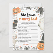 Halloween die weet mama beste Baby shower spel Kaart (Voorkant)