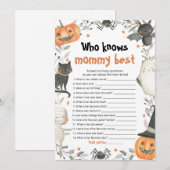 Halloween die weet mama beste Baby shower spel Kaart (Voorkant / Achterkant)