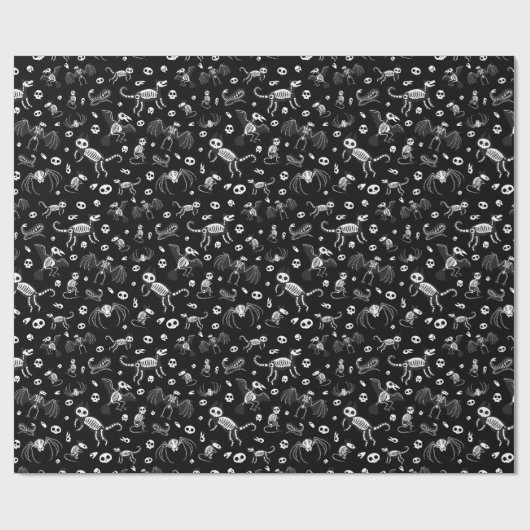 Halloween Dierlijke Skeletten Patroon Kleuropties Cadeaupapier (Vlak)