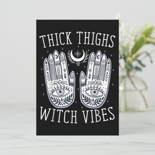 Halloween dikke dijen heksenvibes kaart (Staand voorkant)