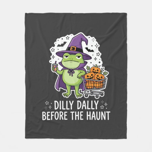 Halloween Dilly Dally Kikker Heks Pompoen Kar Fleece Deken (Voorkant)