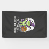 Halloween Dilly Dally Kikker Heks Pompoen Kar Spandoek (Horizontaal)