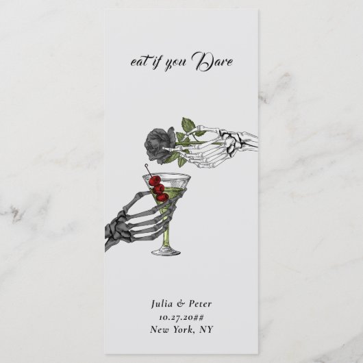 Halloween Diner Eten en Drinken Menu Zwart & Wit (Achterkant)