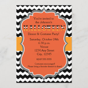 Halloween-diner kostuumfeest Chevron uitnodiging