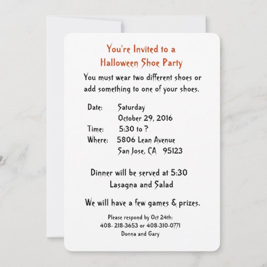 Halloween Diner Party Uitnodiging (Achterkant)