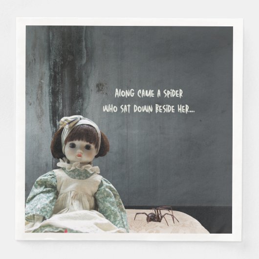 Halloween Diner servetten, griezelig Miss Muffet Servet (Voorkant)