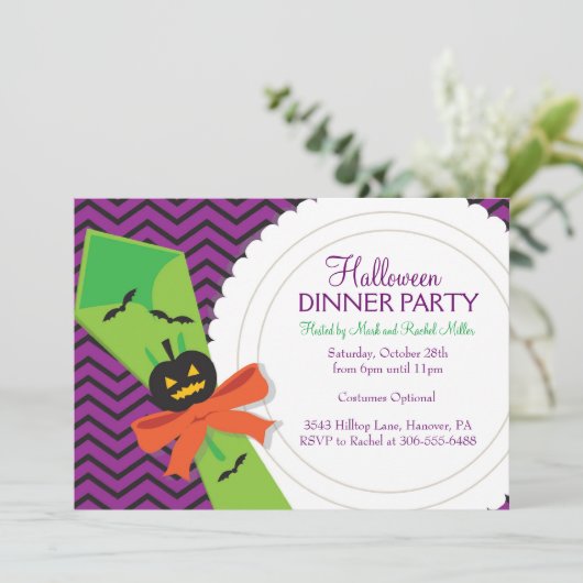 Halloween Dinner Party Uitnodiging (Staand voorkant)