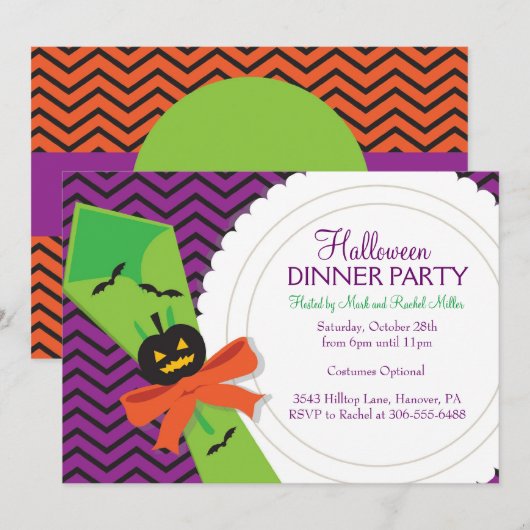 Halloween Dinner Party Uitnodiging (Voorkant / Achterkant)