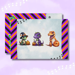 Halloween Dinosaur Dino-Mash Feest Bedankkaart