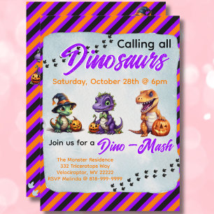 Halloween Dinosaur Dino-Mash Feest Kaart