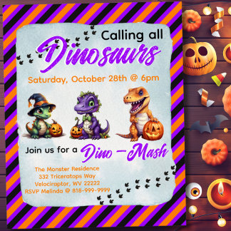 Halloween Dinosaur Dino-Mash Feest Uitnodiging Poster
