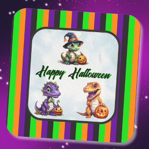 Halloween Dinosaur Dino-Mash Feest Vierkante Sticker